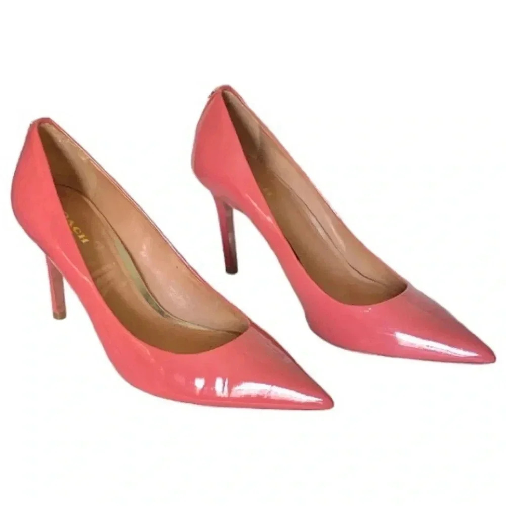 COACH | Women Pink Patent Leather Pointed Toe “Teddie” Classic Heels Size 9B - Picture 4 of 11